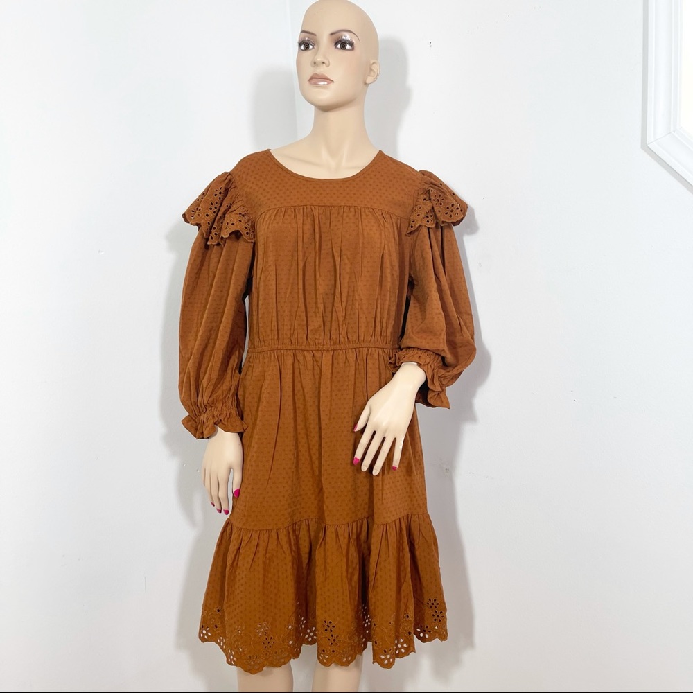 Universal Thread Brown Ruffle Long Sleeve Dress - image 3